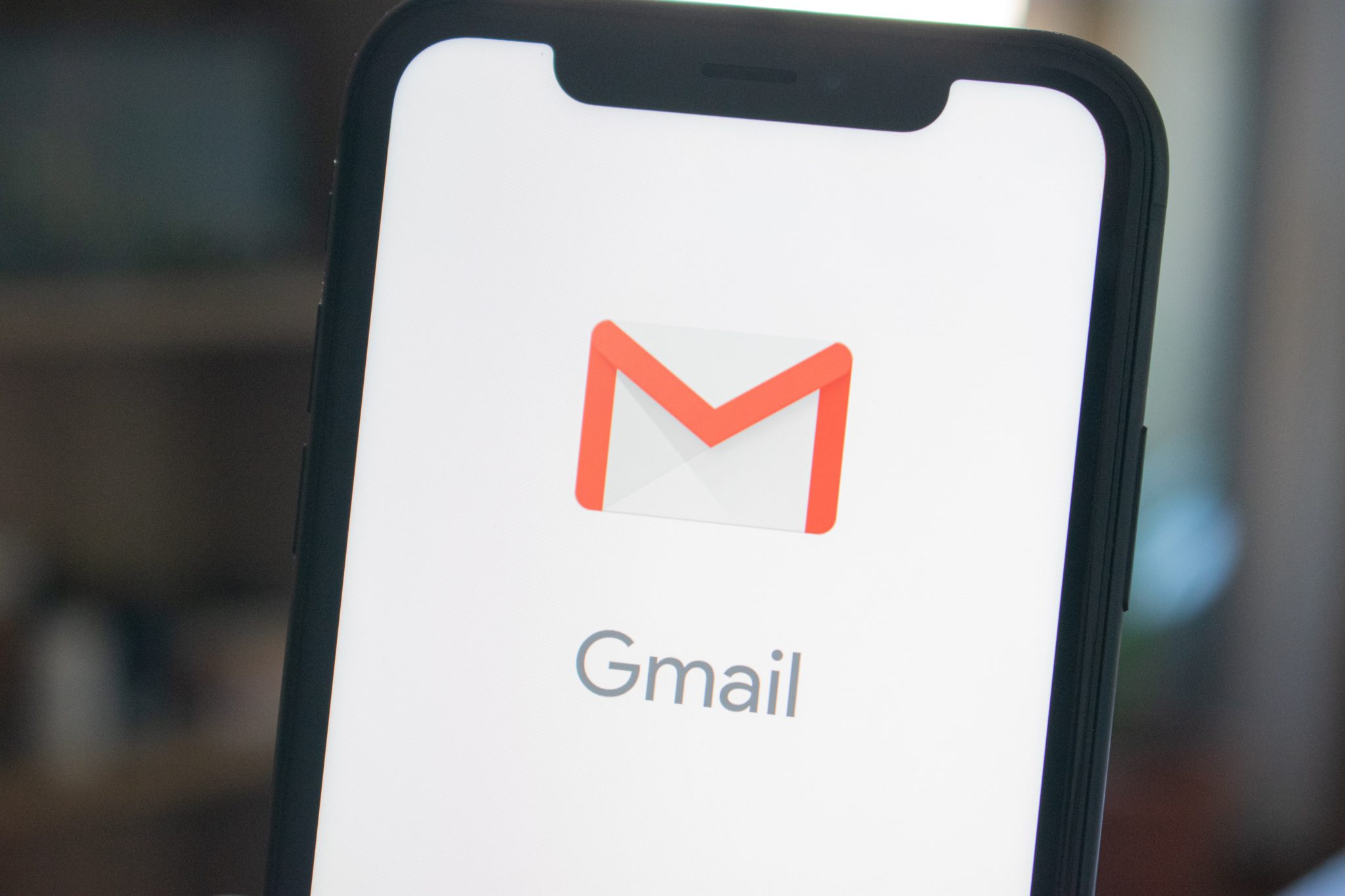 A phone showing the Gmail app open on it